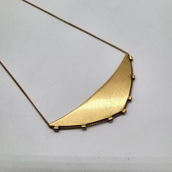 Madewell Gold Tone Curved Bar Triangle Necklace Statement - Picture 5 of 8